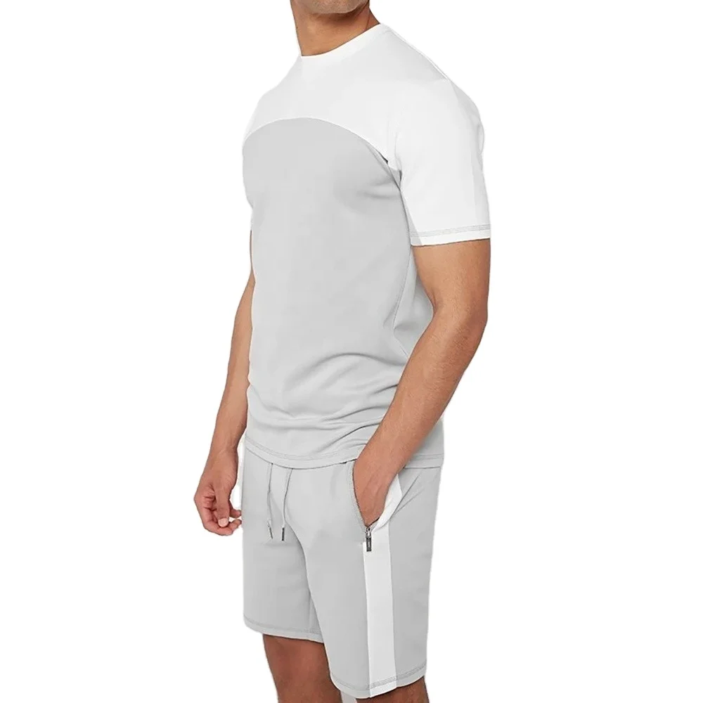 Summer Custom Designer Logo Heavy Weight 100% Cotton Tracksuit Two Piece Track Suits Shirts And Short Set Men