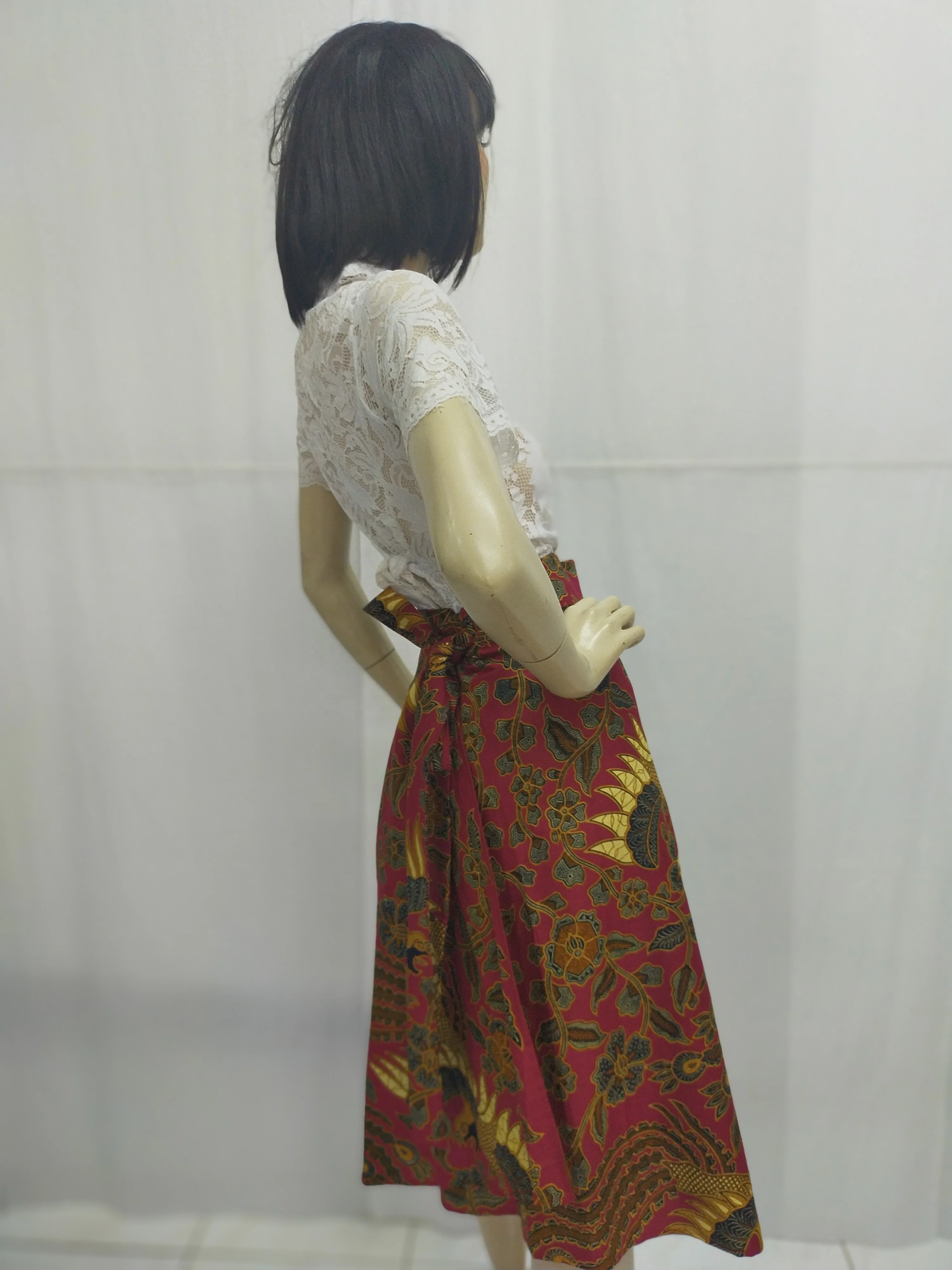 Юбка Legong Batik средней длины круглая с запахом красный павлин хлопок все размеры горячая Распродажа из Индонезии по выгодной цене