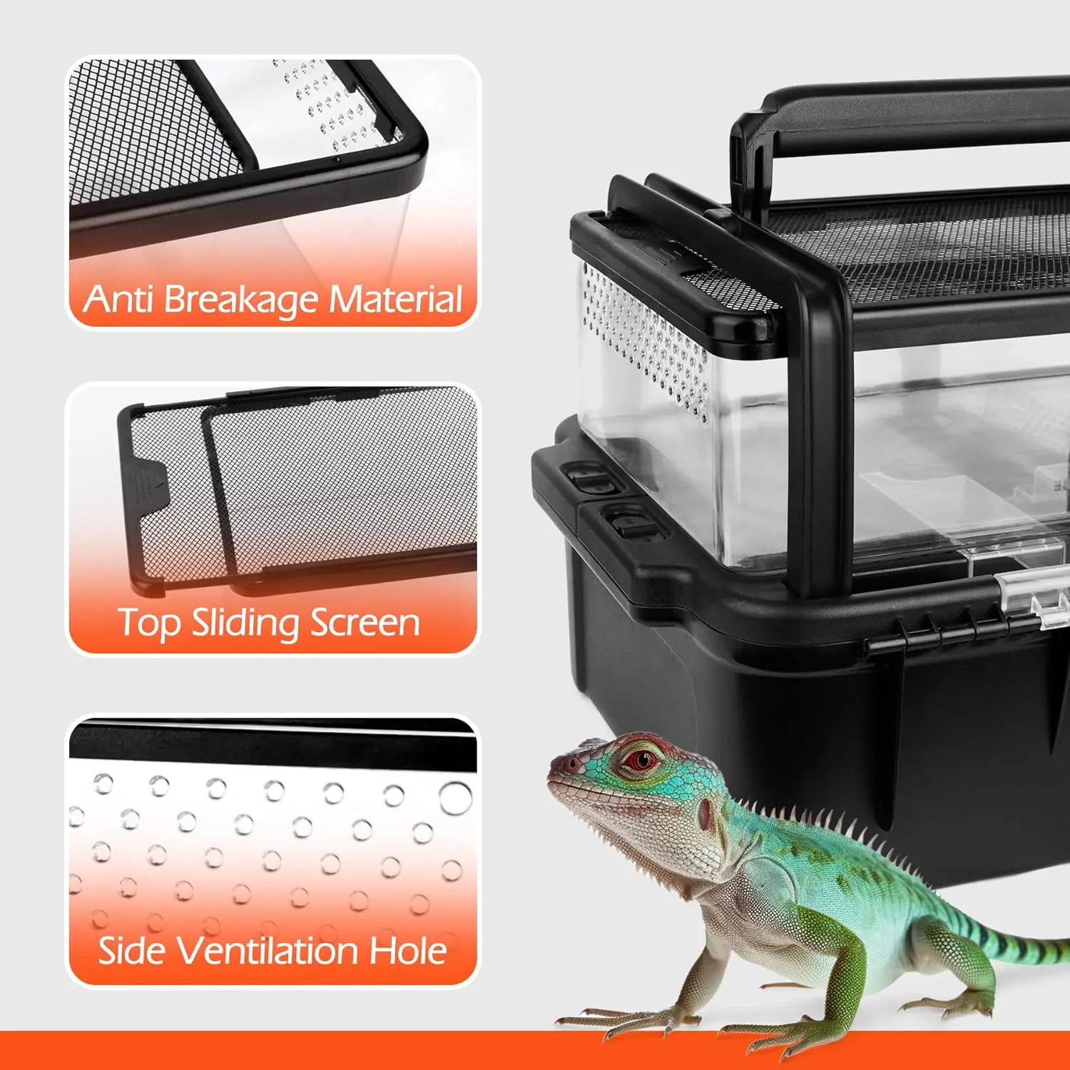 Pet Carrier for Travel Amphibians Habitat Terrarium Kits Guinea Pig Carrier Lizard Rabbit Carrier Cage Spider Gecko Chameleon