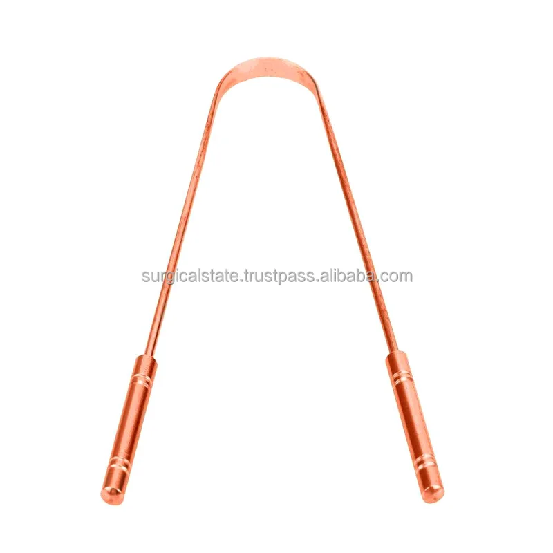 Stainless Steel Tongue Scrapers Reusable Oral Cleaning Tool Stainless Steel Metal Copper Rose Gold Tongue Scraper