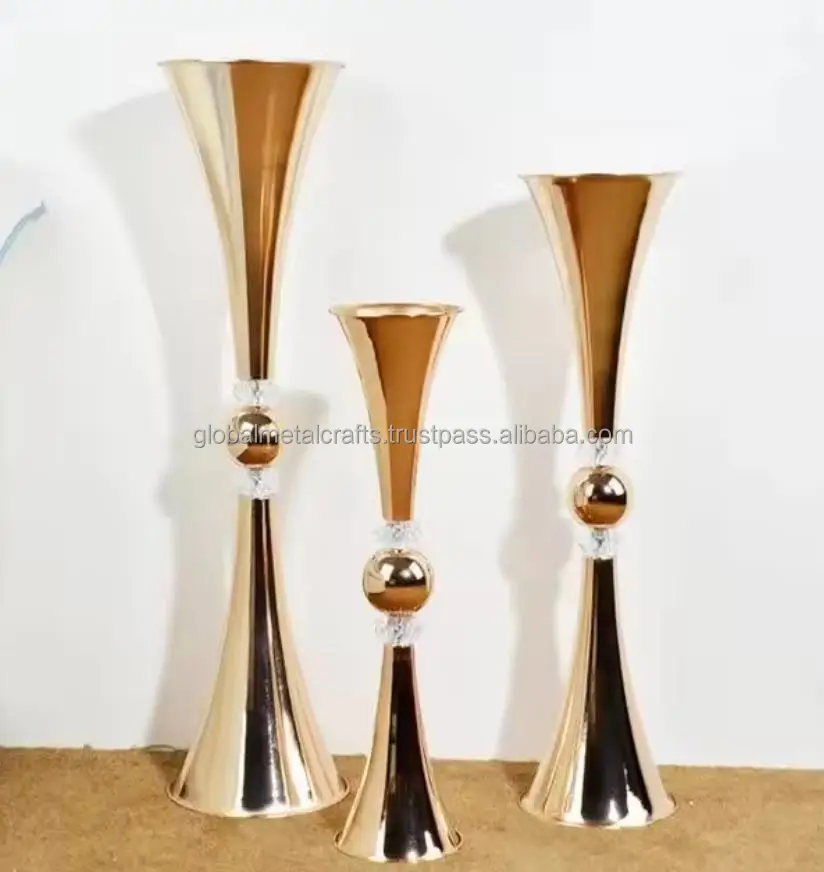 Modern luxury gold metal bud vases home decor brass vase, flower vase use for wedding home office decoration