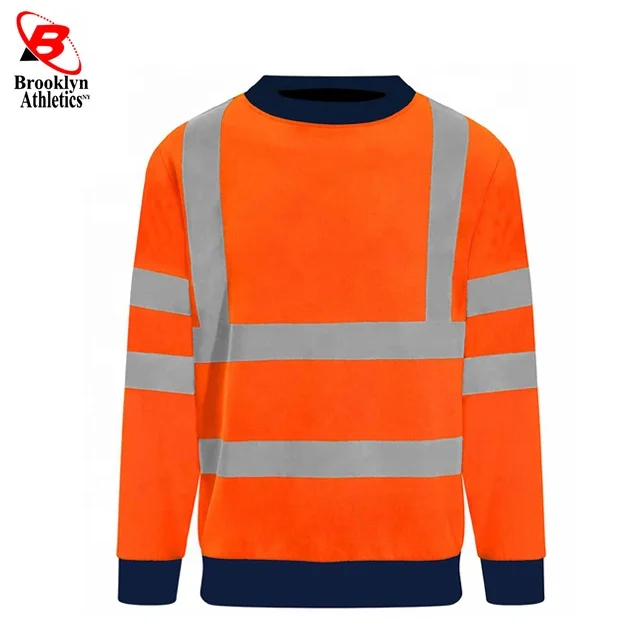 Reflective Safety High Visibility Long Sleeve Shirts ANSI Class 2 Hi Vis Construction Work T-shirts for Men