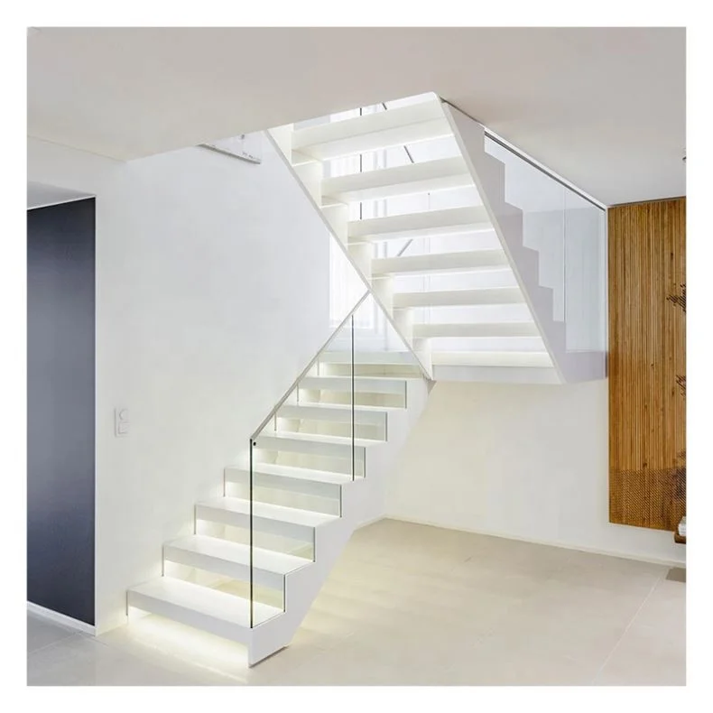 Alucasa Carbon Steel Indoor Glass Railing Wooden Handrail Straight Shape Customized Stairs