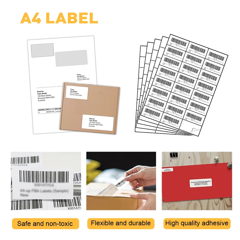 White Square Sticker Direct Transparent Glossy Paper Sailing Labels A4 Sizes For Thermal Printer