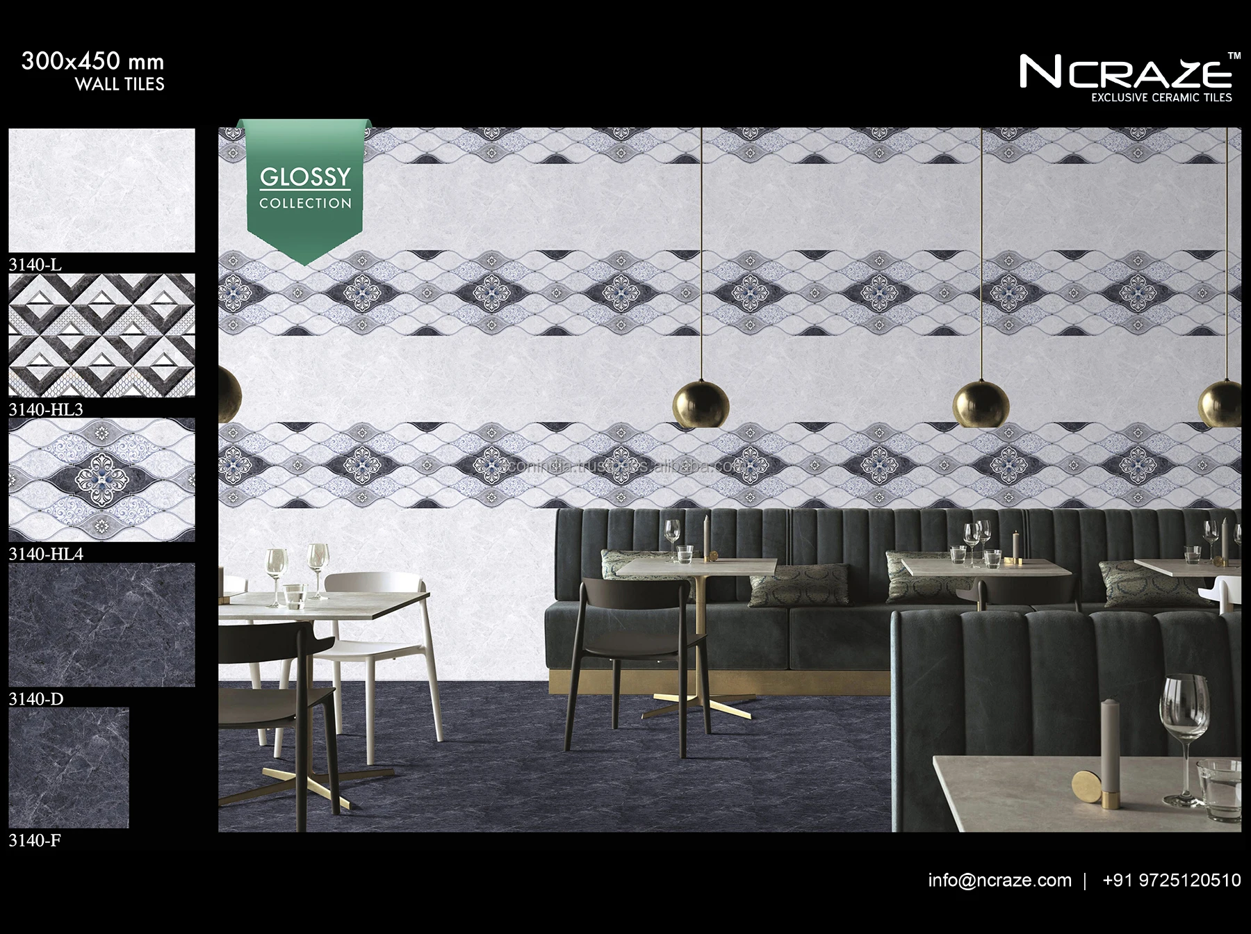 Керамическая настенная плитка по очень низкой цене размером 300x450 мм с глазурованной глянцевой отделкой для