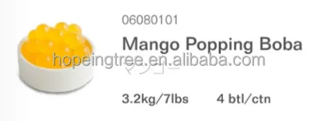 Mango Fruit popping boba  from Taiwan 3.4kg Bubble tea yellow  popping boba
