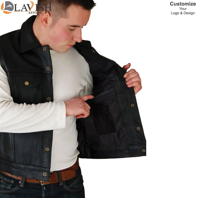 Men Waterproof Pure Leather Vest  Gilet 100% Genuine Leather Vest Customized Color Top Quality Logo Printing