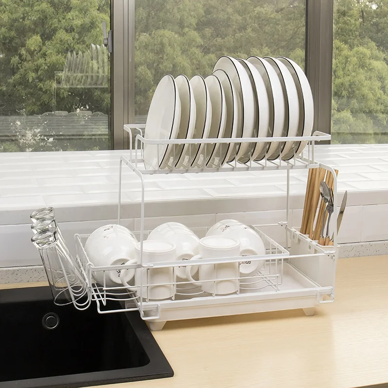 Двухъярусный выдвижной ящик, кухонный столешница, органайзер для хранения посуды, сушилка для посуды, подставка для посуды