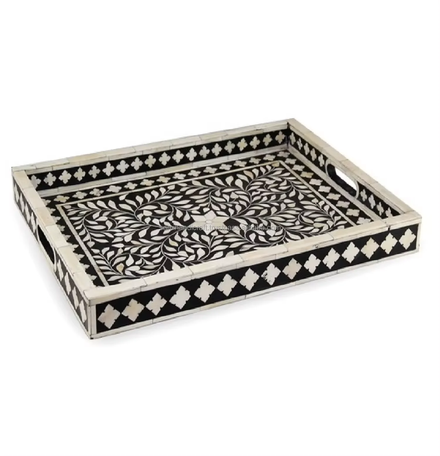Premium Pure Bone Inlay Serving Tray Dinning Table Decor Decorative Serving Tray For Home Hotel And Restaurant and home