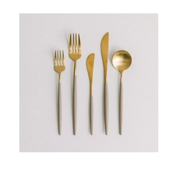 Latest Gold plated Set Of 6 Metal Cutlery in New Style Metal flatware handmade metal Spoon and Fork in Wholesale price