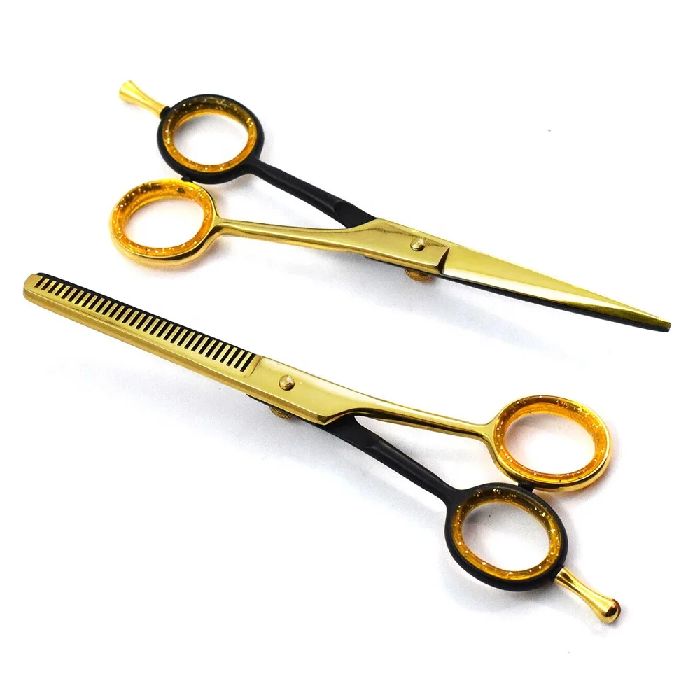 Профессиональные Парикмахерские ножницы для стрижки и филировки набор из нержавеющей стали черного золотого цвета с бритвенным гребнем