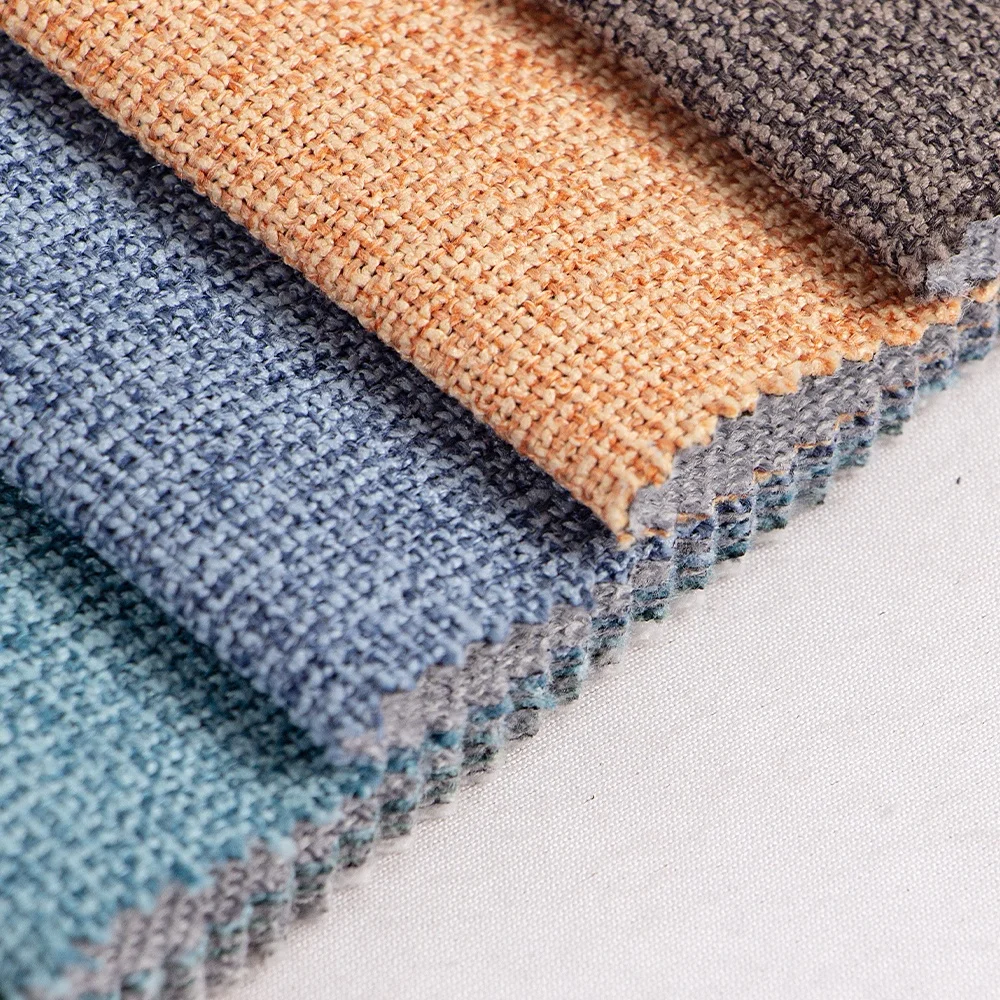 Factory Supply Ready Goods Linen Look Blackout 100%Polyester Herrigone Woven Imitation Blackout Curtain Fabric for Home Decor