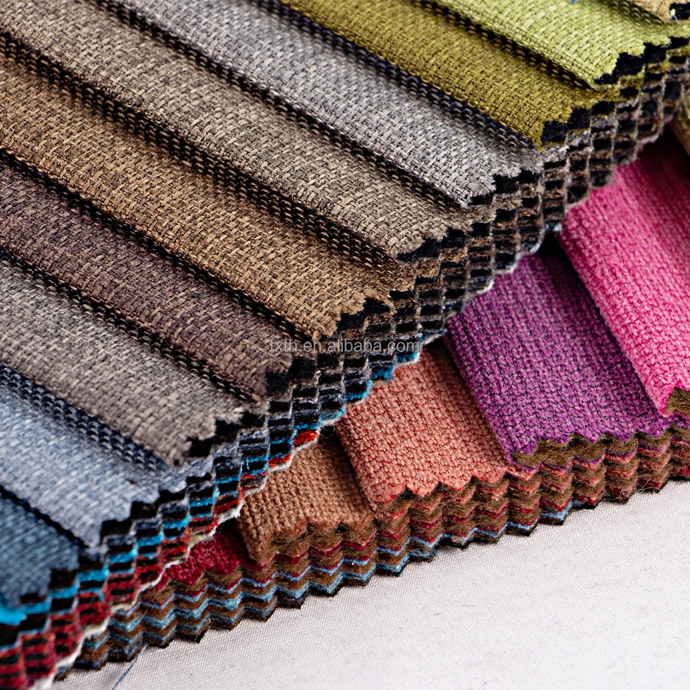 Supplier Wholesale LOW MOQ 1Roll Linen Like Sofa Fabric Imitation Linen Polyester Upholstery Sofa Fabric Fabric for Home Textile