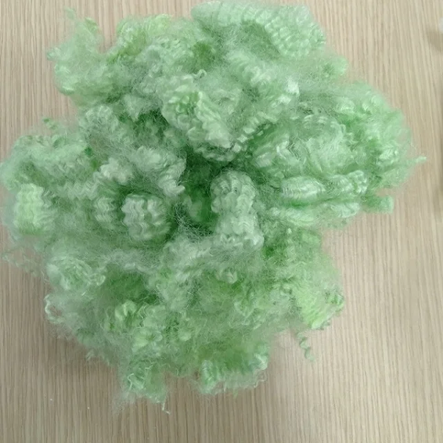 100% Polyester Staple Fiber 15D HS Green A grade Vikohasan Manufacturer and synthetic fiber and GRS recycled polyester fibre