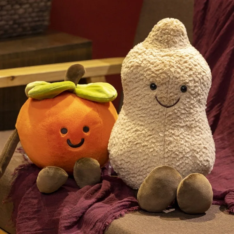 Cartoon Doll Cushion Plush Toy-Persimmon and Peanut Good for Stress Relief Filled with PP Cotton