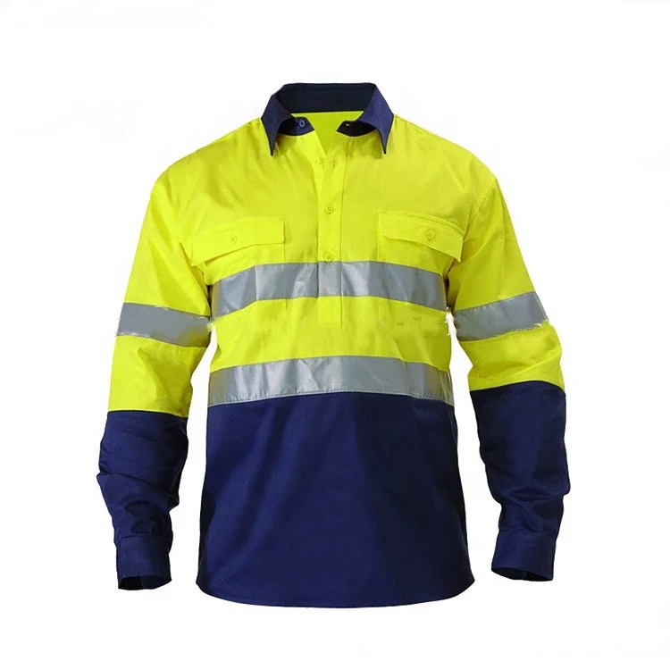 Long Sleeve Reflective Workwear Safety Shirt Work Suits Mechanical Workwear High Visibility Work Wear