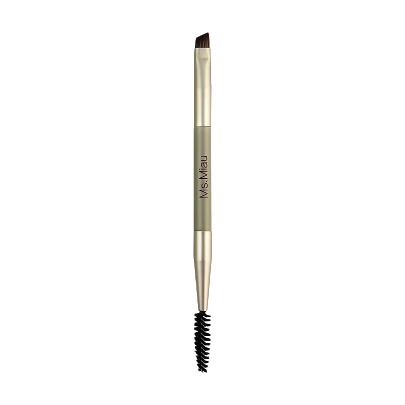 BELLEZA luxury highend custom Double-Ended Angle Eyeliner eco-friendly makeup brush brown makeup brushes
