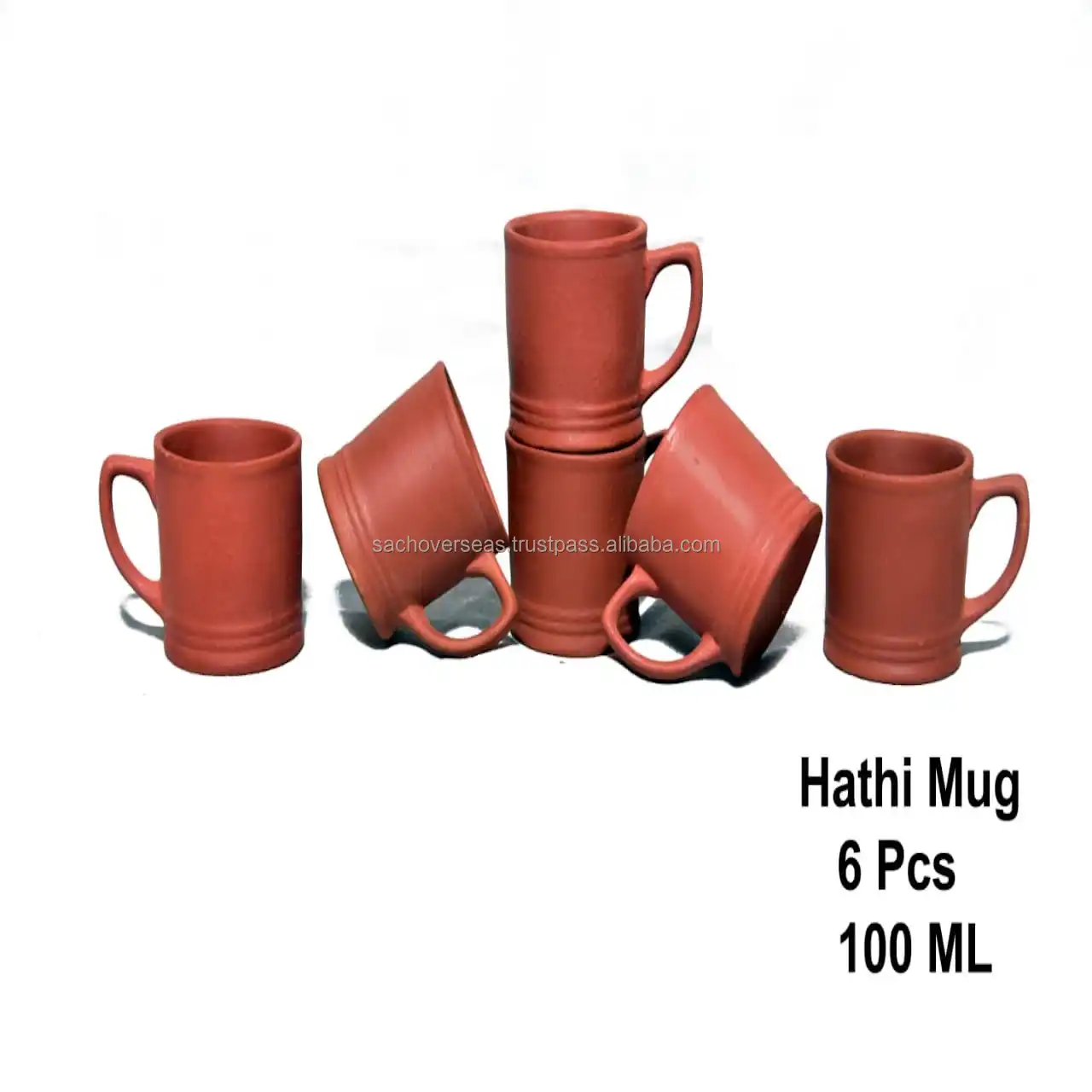 Elegant Handcrafted Earthen Brown Terracotta Tea Kettle Set with Cups, Plates, Milk Pot & Sugar Pot Non-Toxic & Eco-Friendly