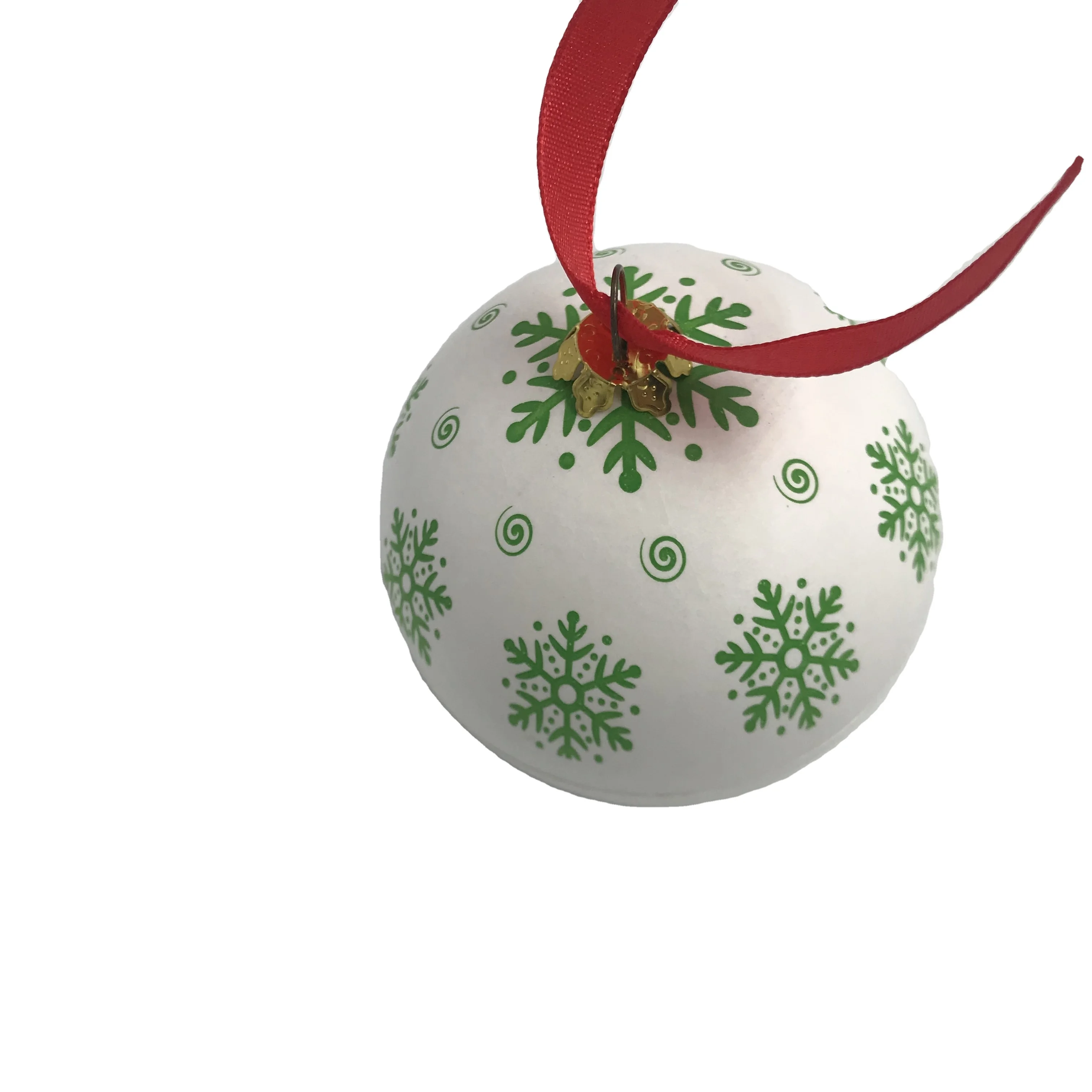 Customize Christmas Tree Baubles Decoration 2021 New Design Biodegradable Bagasse Paper Gold Ball Open Case Charm Hang Ornament