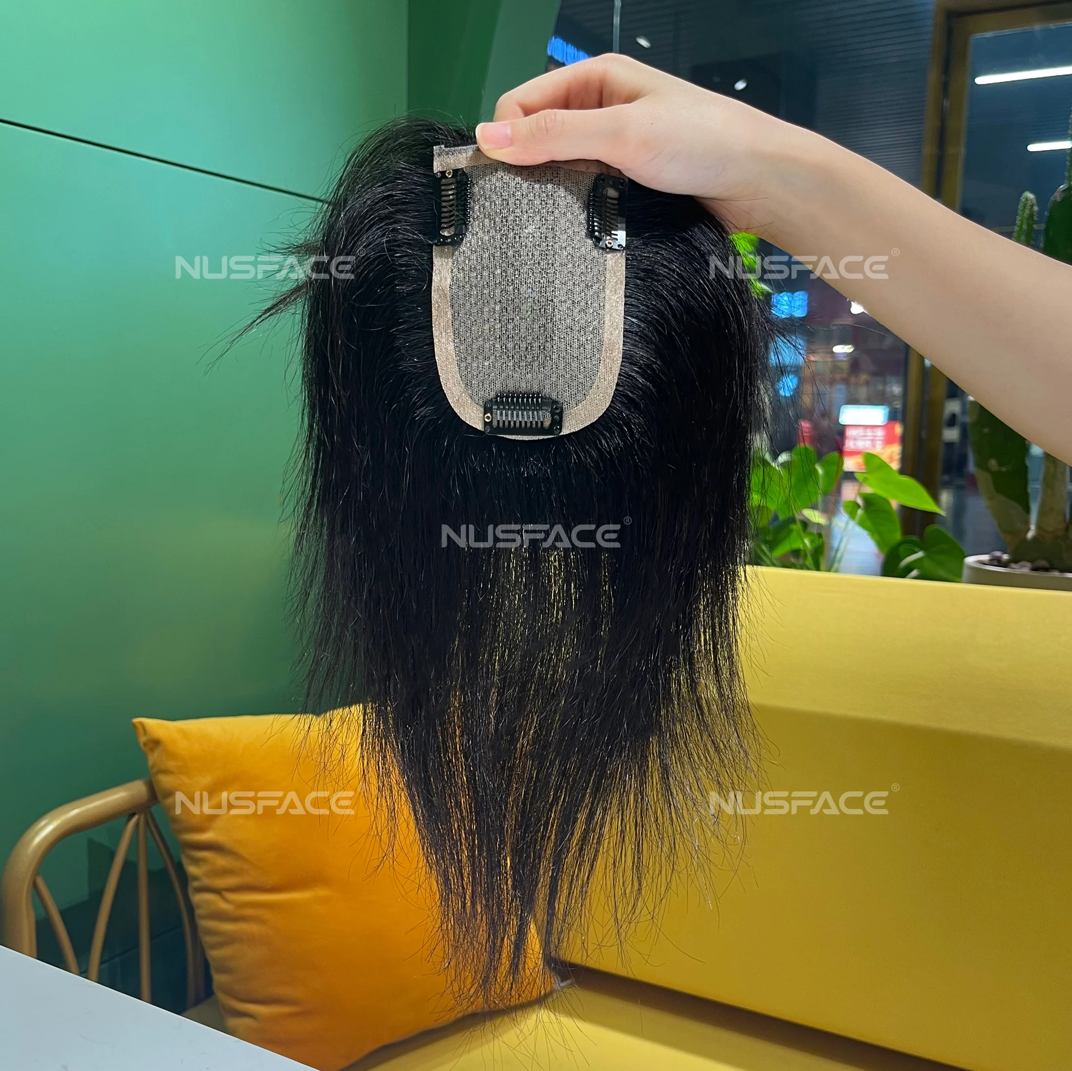 Womens Toupee Skin Human Hair Topper China Virgin Natural with 3d Air Bangs for Women Silk Base Closure Straight 25cm Acceptale