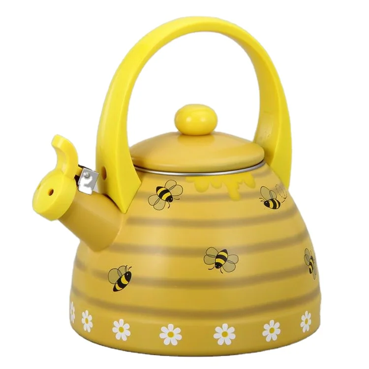Factory Direct Sale Durable Honey Bee Design 2 Liter Capacity Kitchen Enamel Water Kettle