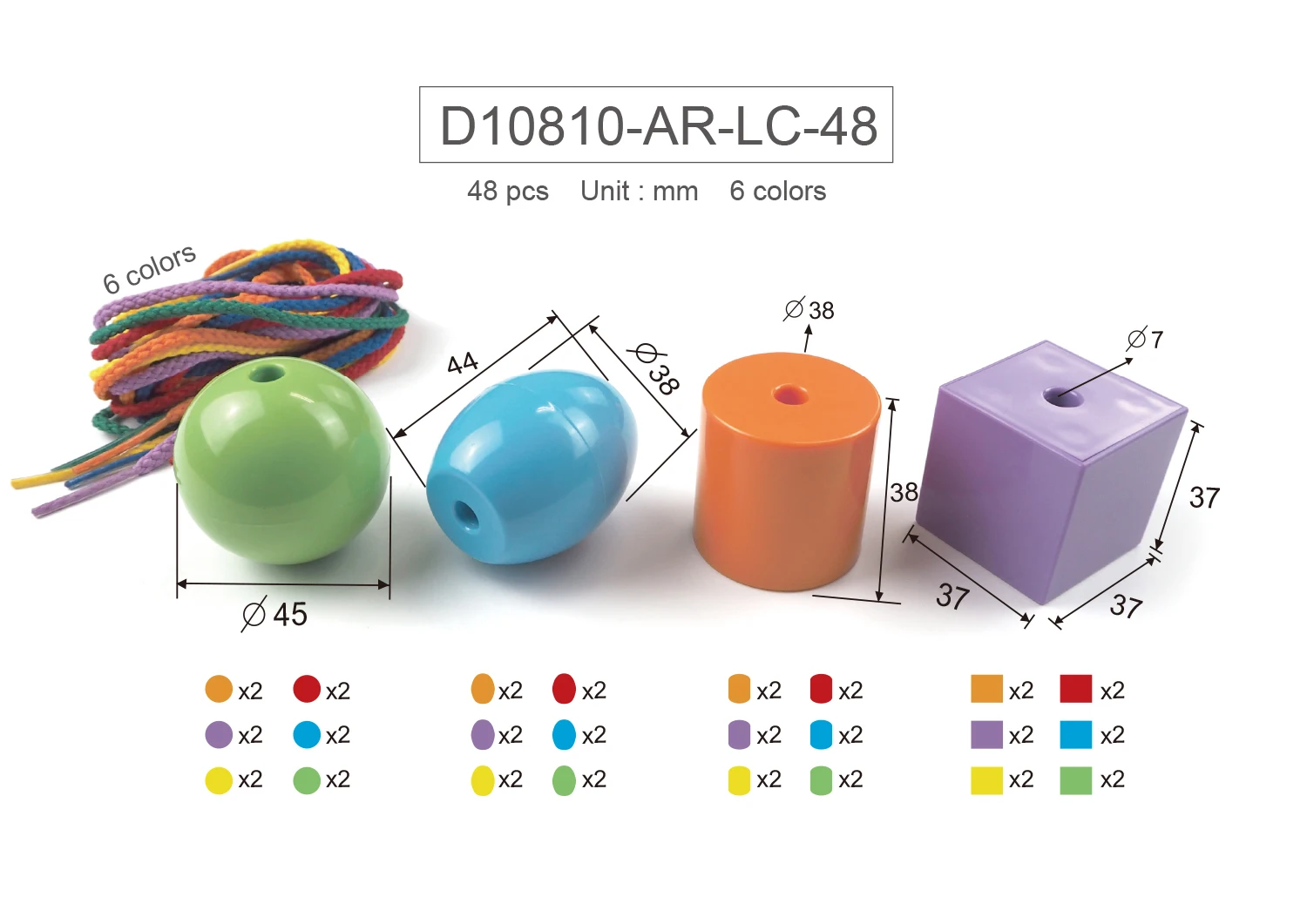 Strings and Lacing Beads Set for Toddlers, Threading Toys, Lacing Beads, Beads Sequencing Toy Set, Stacking Lacing Game