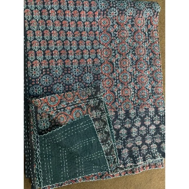 Ajrakh лоскутное покрывало большого размера ручной работы однотонное мягкое всесезонное kantha