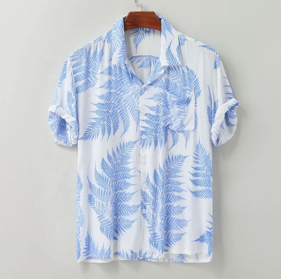 New Stripe Shirts Men Cotton Linen Print Short Sleeve Button Shirt Blouse Top Mens Fashion Vintage Clothing