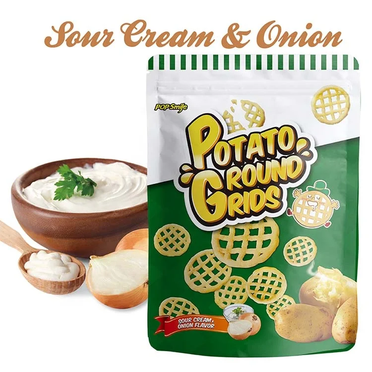 Potato chips snack 110g_Sour cream & Onion flavour (Grid shape) Free Sample Available New Business Opportunity