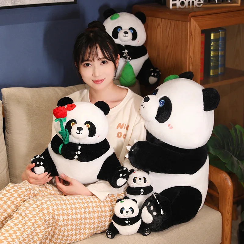 Cute Cartoon Panda Kawaii Plushie Sleeping Pillow Bag Keychain Hanging Gift for Girls Stuffed Animal Toys