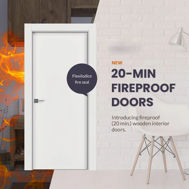 Modern Interior Fireproof Wooden Door Fire Rated 20 Minutes Fireproof Door with Frame for Hotel