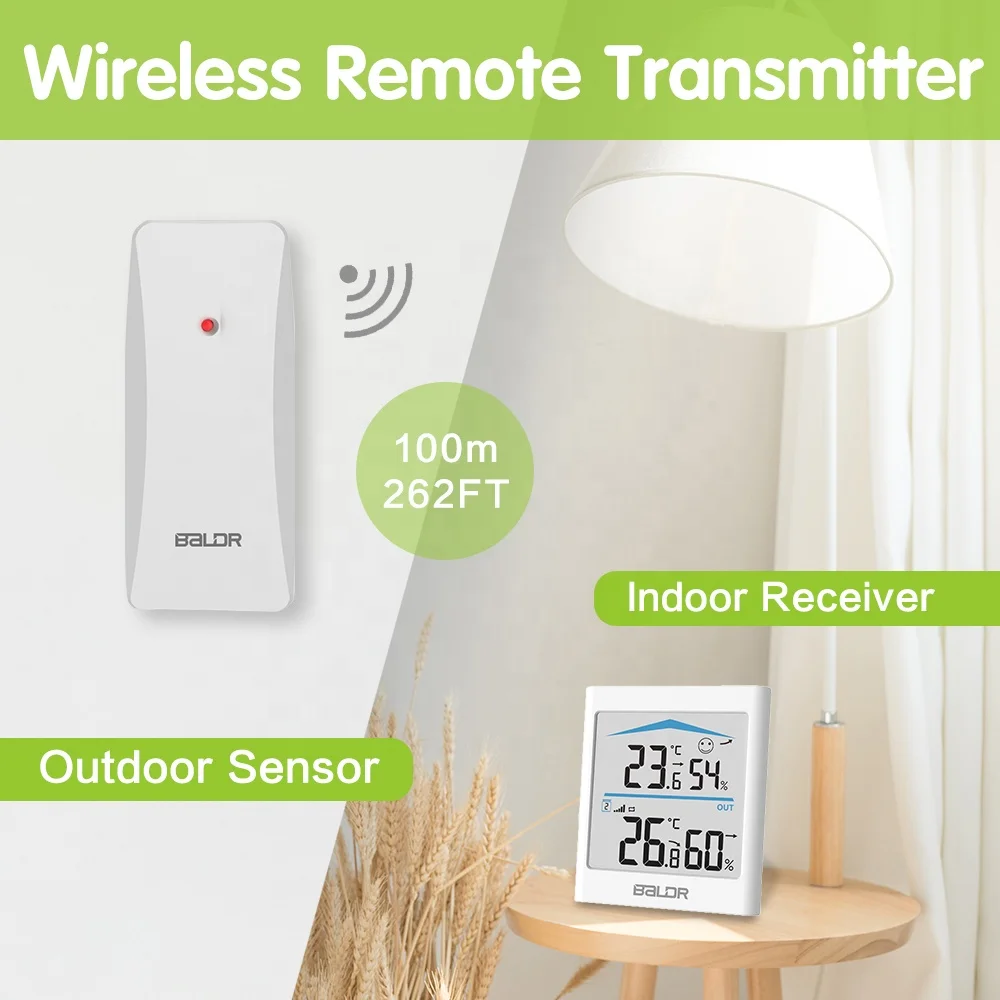 BALDR  B0135 Wireless Indoor Outdoor Digital Thermometer Hygrometer Temperature Humidity Meter With Backlight