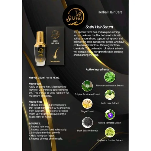 Sosiri 250ml Herbal Hair Growth Serum Effective Treatment for Hair Loss Ginger as Key Ingredient Home Use from Thailand