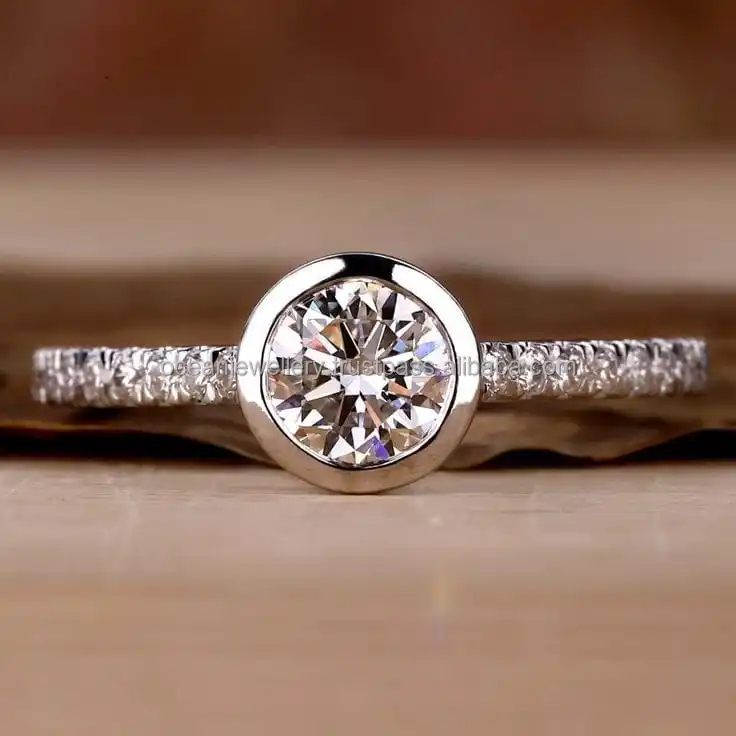 18k White Gold Lab Grown Round Diamond Ring Wedding Diamond Ring Engagement Gold Ring