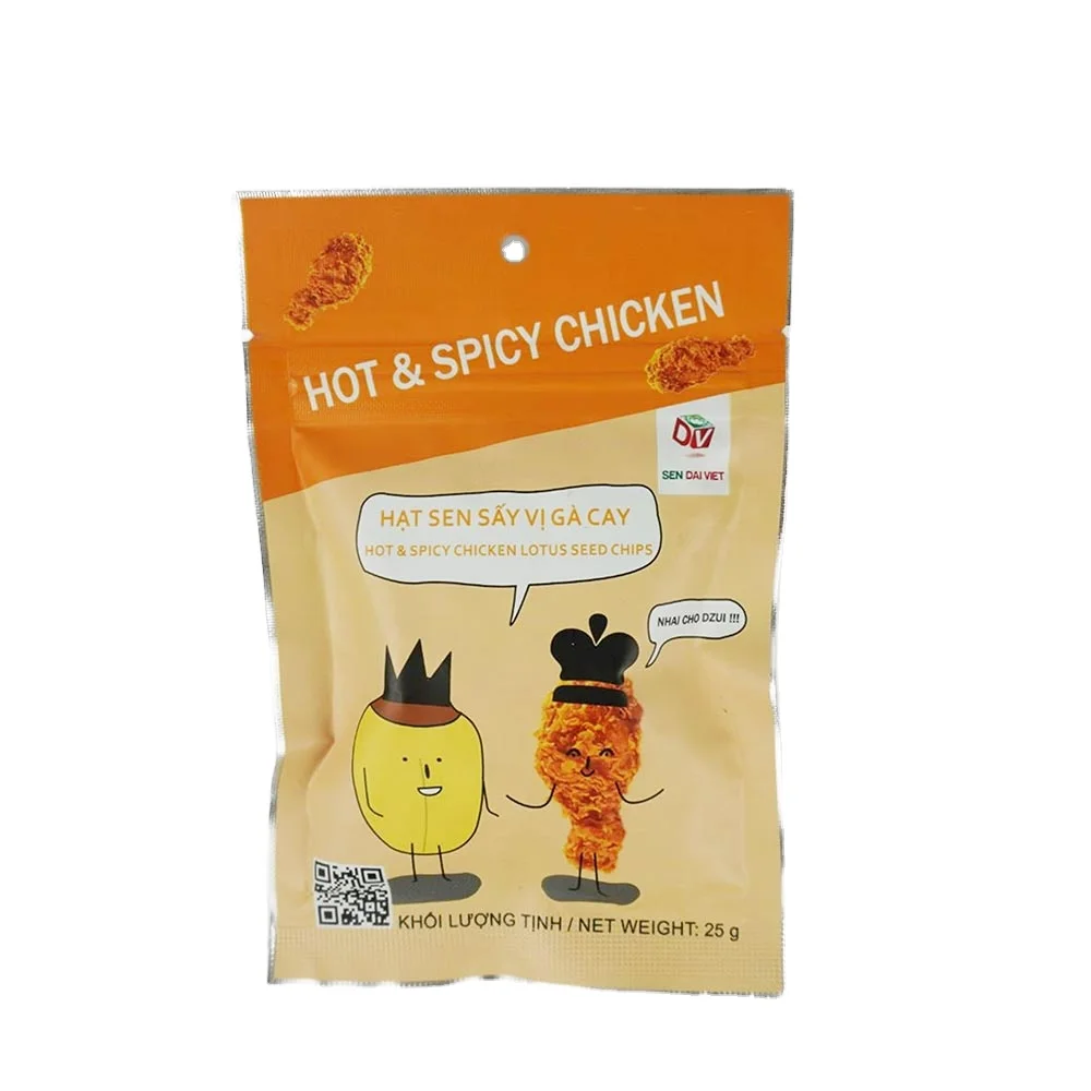 Hot Selling Fried Taste Vegetable Snack Hot & Spicy Chicken Lotus Seeds With ISO Certificate 25 Grams Net Weight