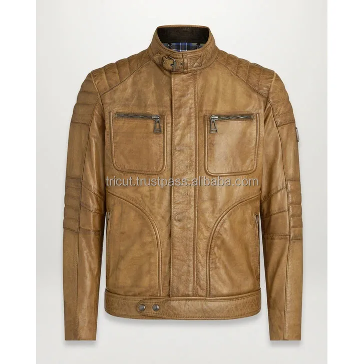 Tricut Black Signature Hand Waxed Leather Jacket Men Men Custom Leather Biker Jacket Pu Leather Jackets