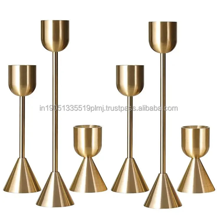 Gold Christmas candle Stick Luxury Handmade Custom Brass Candle Holder For Christmas Decoration Set of 3 Candle Sticks Holders