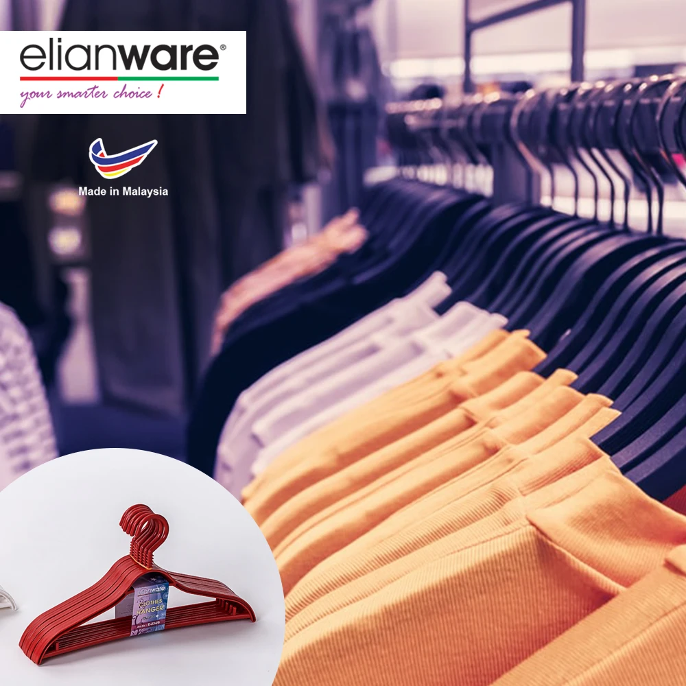 Elianware Customizable Multicolor PET Plastic Clothing Hanger Set Wire Fabric Injection Technique T-Shirts Scarf Organizing