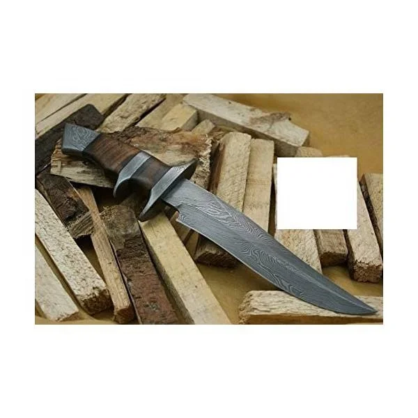 
Handmade Damascus Hunting Knife Walnut Wood Handle 13 