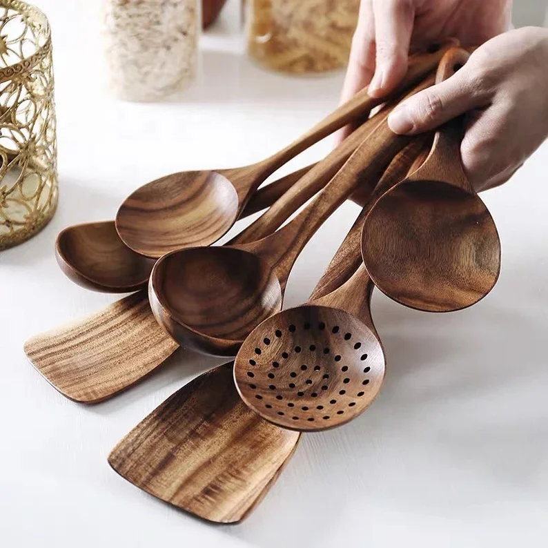 Natural And Hot Selling Wooden Spoons For Cooking WholeSale Complete Set