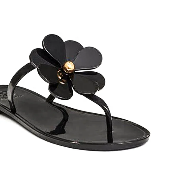 
2021 Ladies Flower Jelly Thong Sandal Outdoor PVC Summer luxury sandals women shoes slipper Mini Miller Flip Flop 