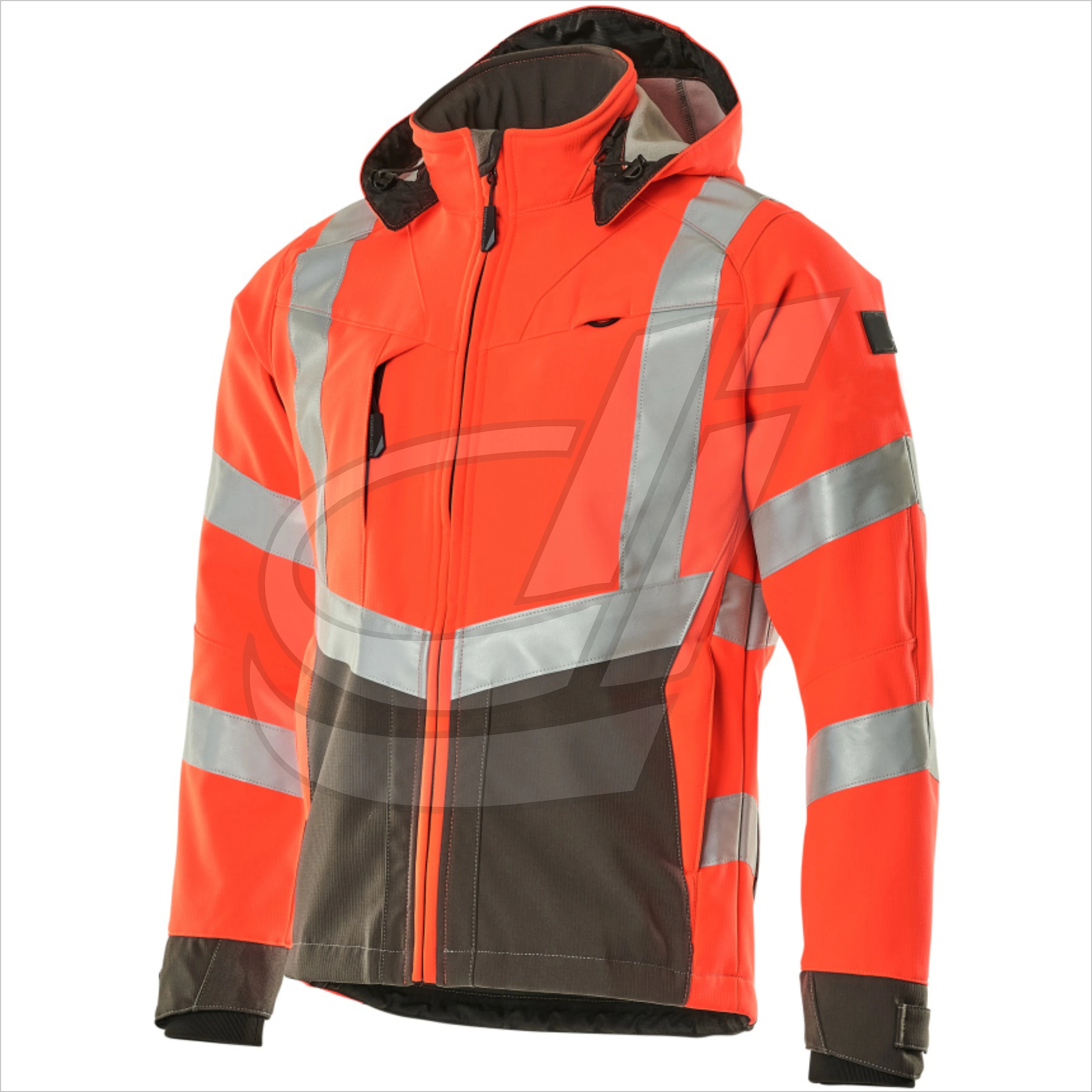 Yellow safety workwear softshell jacket