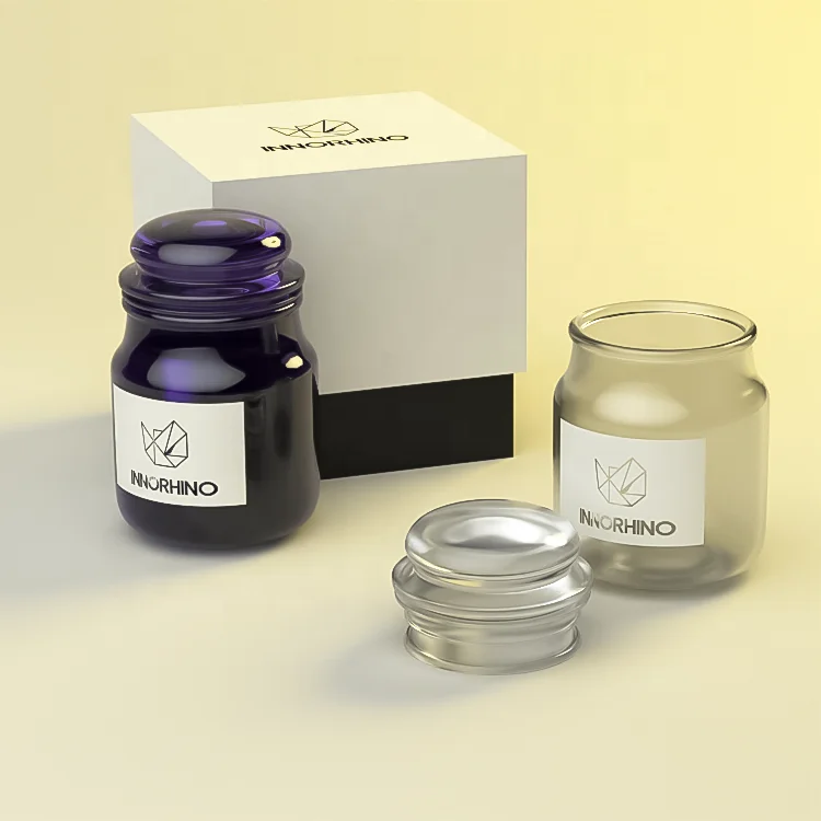 Colored Green Clear Candle Jars Glass Bottle Containers With Lids Box Custom Logos for Jam Honey Spread 1 2 4 5 6 8 Oz INNORHINO