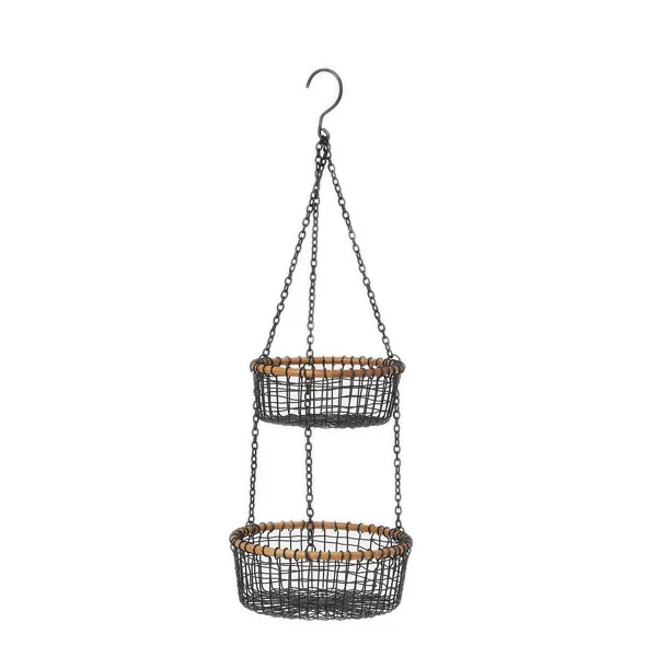 Table Decorative Fruit Serving Basket Customized Home Mesh Wire Decorative Metal Iron Wire Two Tier Fruit Storage Basket Dining