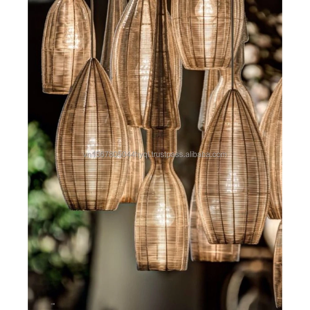 Rattan Light New shape Pendant Sophisticated Handmade lamp from Vietnam Decoration Living room bedroom kitchen