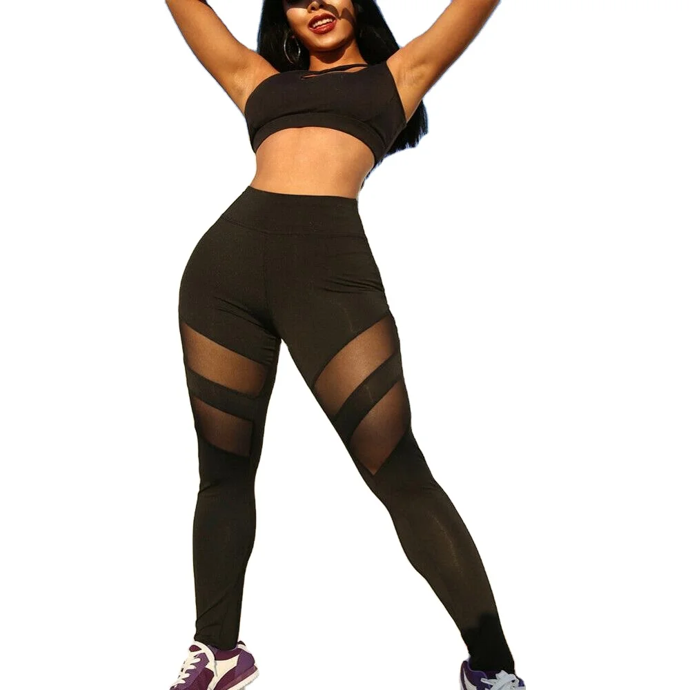 Women Nylon Spandex Compression Sport Fitness Yoga Pants High Waisted Workout Gym Booty Leggings with Pocket OEM Style Packing