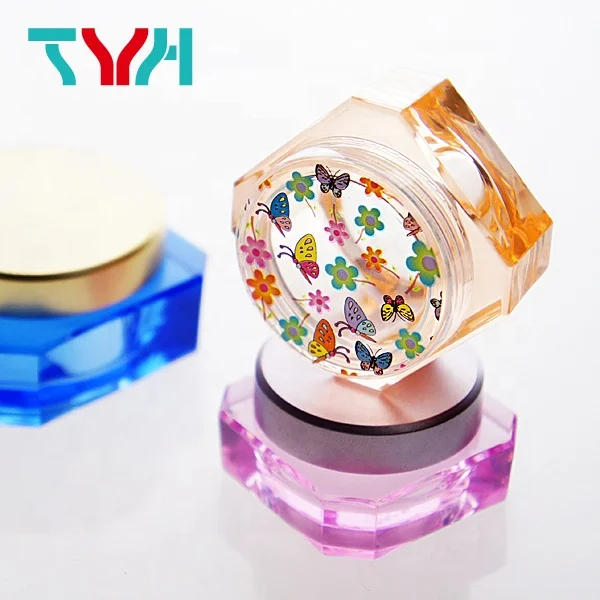 10ml PS Transparent Octagon Plastic Cosmetics Makeup Glitter Powder Jar Pot With Round Screw Cap Lid (BMB10)
