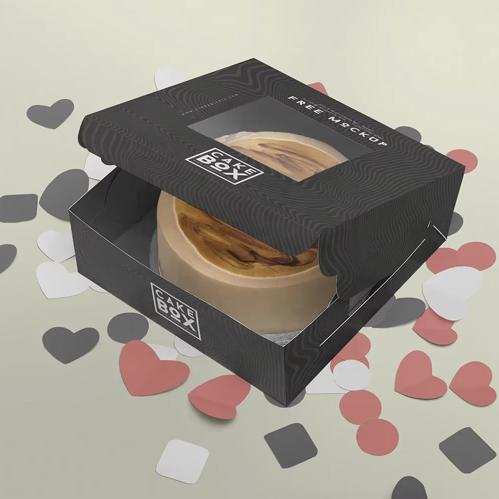 Custom High Quality Paper Box with Window for Cakes Combining Secure Packaging with an Eye-Catching Display