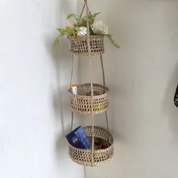 2021 Hand Wicker Seagrass Wicker Hanging Basket, flower Planter , Handmade Natural Modern Room Home Decor ODM/OEM