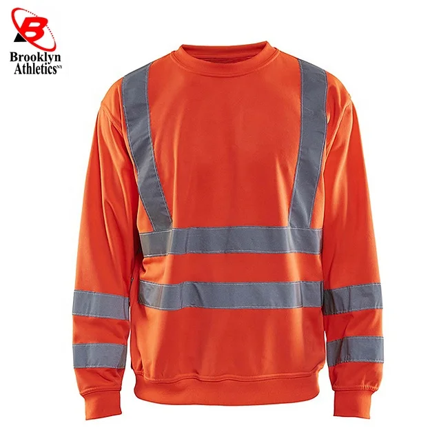 Reflective Safety High Visibility Long Sleeve Shirts ANSI Class 2 Hi Vis Construction Work T-shirts for Men